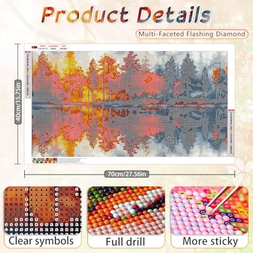 Ohhvvow 5D Lake Forest Reflection Large Diamond Art Kit for Adults 275x157 Inch Large Landscape Diamond Painting with Numbered Canvas DIY Full Drill Gem Craft Kits Serene Gift for Beginners - Image 3