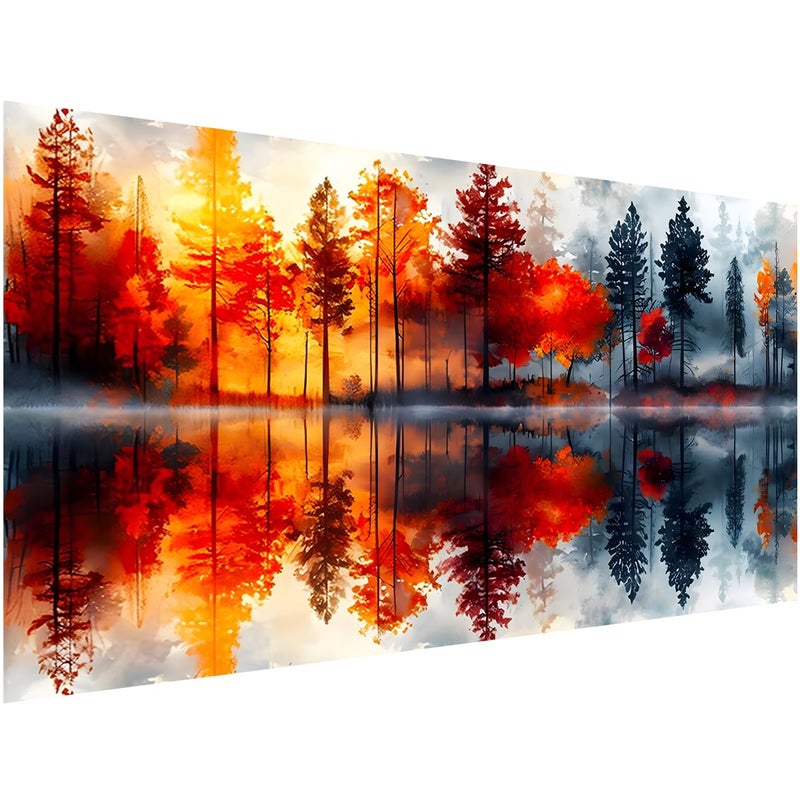 Ohhvvow 5D Lake Forest Reflection Large Diamond Art Kit for Adults 275x157 Inch Large Landscape Diamond Painting with Numbered Canvas DIY Full Drill Gem Craft Kits Serene Gift for Beginners - Image 2