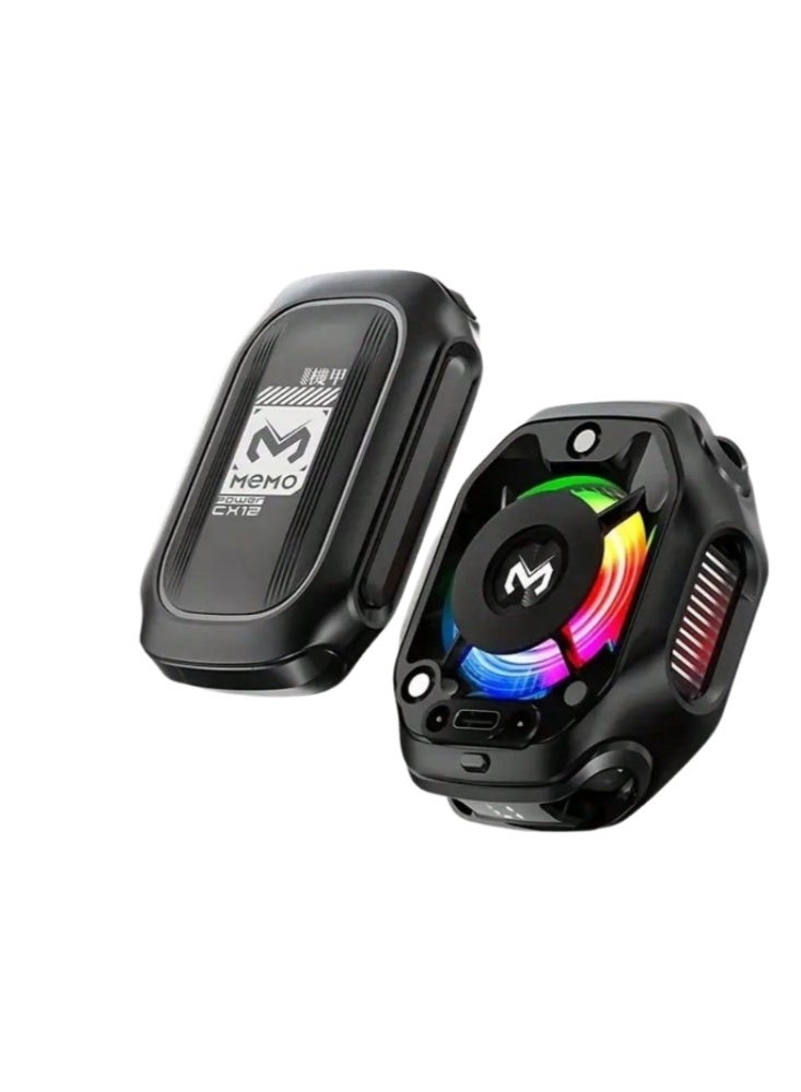 ميمو مبرد هاتف مغناطيسي احترافي - مروحة تبريد بتقنية أشباه الموصلات مع إضاءة RGB وشاشة عرض درجة الحرارة وبطارية خارجية | مثالي لألعاب ببجي (PUBG) ومتوافق عالمياً مع جميع الهواتف. - Image 1