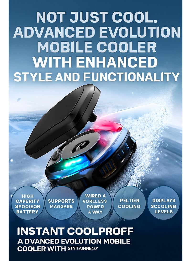 ميمو مبرد هاتف مغناطيسي احترافي - مروحة تبريد بتقنية أشباه الموصلات مع إضاءة RGB وشاشة عرض درجة الحرارة وبطارية خارجية | مثالي لألعاب ببجي (PUBG) ومتوافق عالمياً مع جميع الهواتف. - Image 5