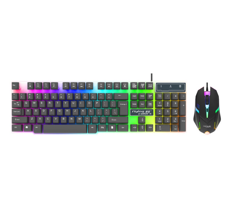 Doctor Dynon 8310 Wired Gaming Keyboard Mouse Set Floating Glowing USB Mechanical Sensing Computer Keyboard Mouse Combo K3626 black suit 