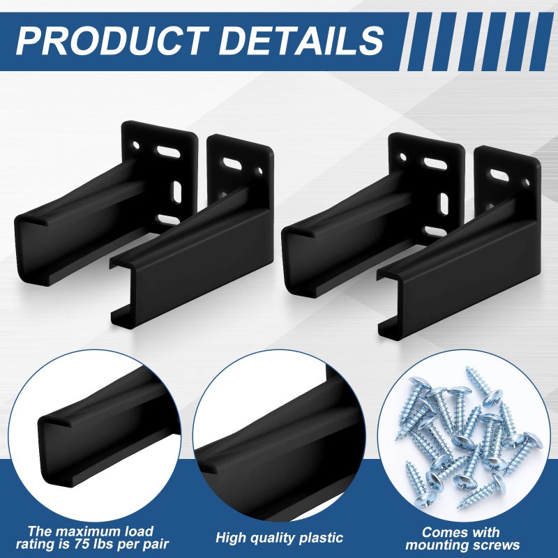 Chunful 2 Pair Rear Drawer Track Socket Back Plates Mounting Brackets Durable Plastic Drawer Track Back Plate Left and Right Close Locker Slides Socket for Repairing Replacing (Black) - Image 3