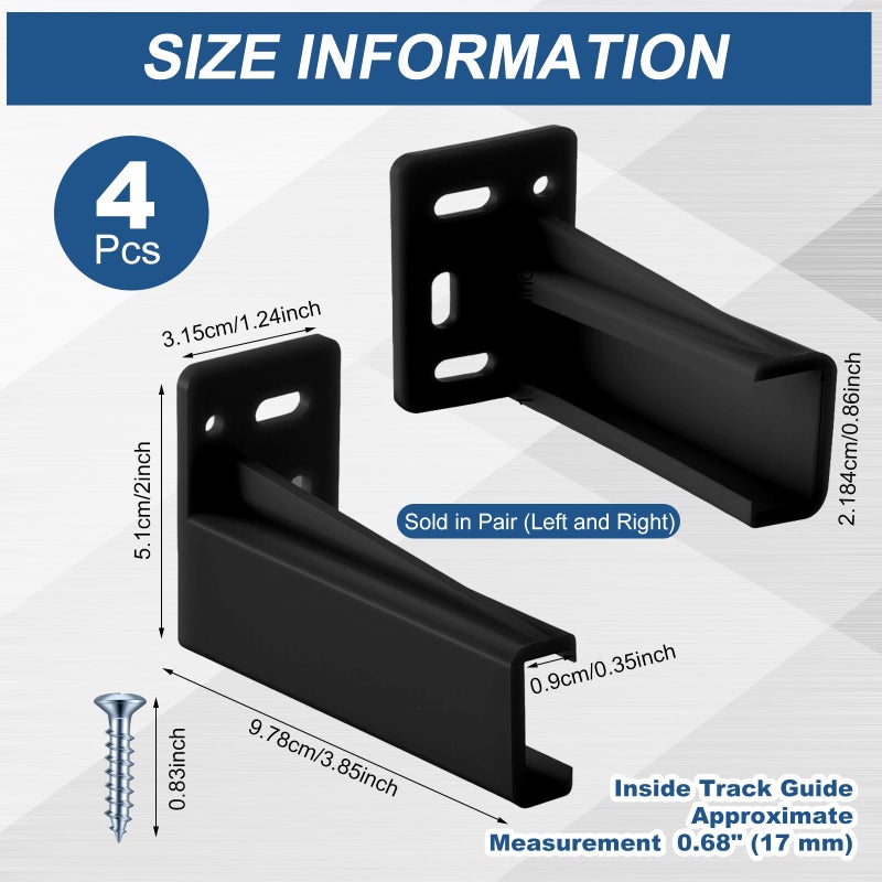 Chunful 2 Pair Rear Drawer Track Socket Back Plates Mounting Brackets Durable Plastic Drawer Track Back Plate Left and Right Close Locker Slides Socket for Repairing Replacing (Black) - Image 2