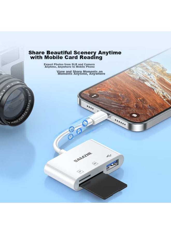SAMZHE Shanze Apple Phone Card Reader, Lightning To Sd/tf/usb Three-in Otg Adapter, Card Insertion, High-speed External Usb Drive, Keyboard, Mouse, Ipad, Dkl03 - Image 5