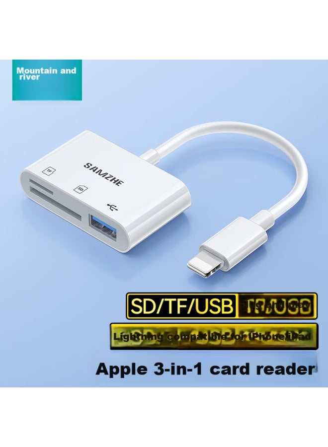 SAMZHE Shanze Apple Phone Card Reader, Lightning To Sd/tf/usb Three-in Otg Adapter, Card Insertion, High-speed External Usb Drive, Keyboard, Mouse, Ipad, Dkl03 - Image 1