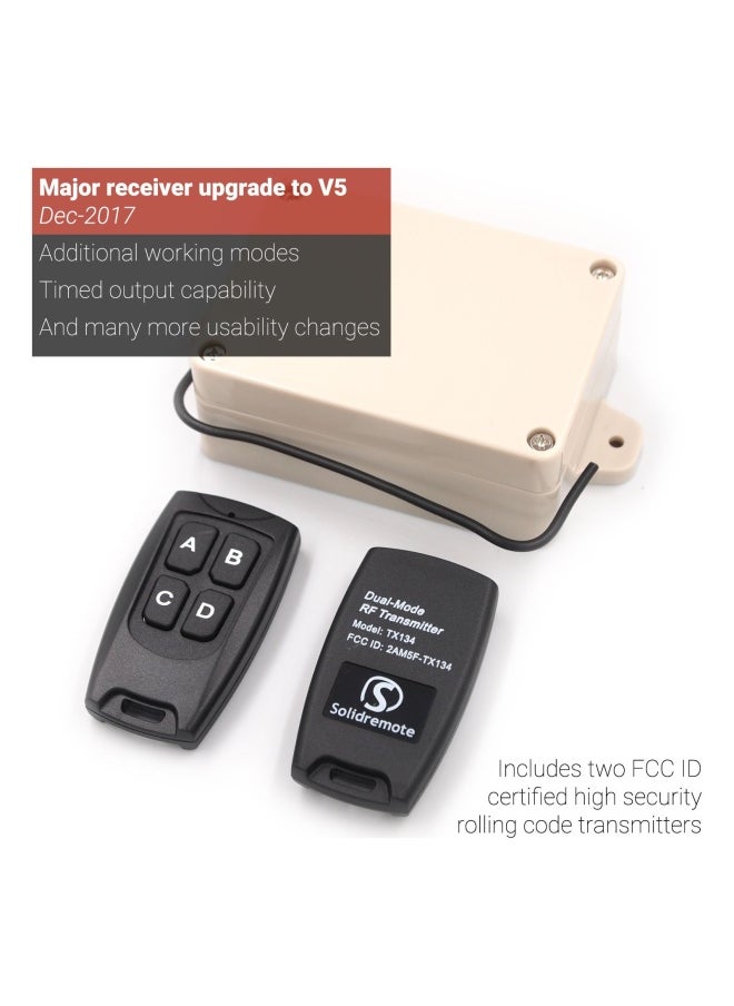 12V 24V Secure Wireless Rf Remote Control Relay Switch Universal 2 Channel 433Mhz Receiver With 2 Fcc Id Transmitters For Garage Door Openers Led Lights Etc Kit 1