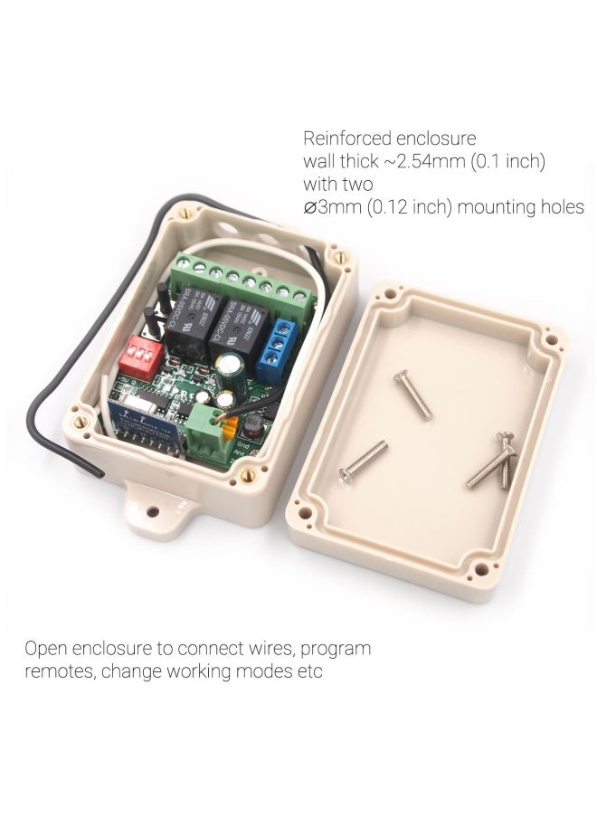 12V 24V Secure Wireless Rf Remote Control Relay Switch Universal 2 Channel 433Mhz Receiver With 2 Fcc Id Transmitters For Garage Door Openers Led Lights Etc Kit 1