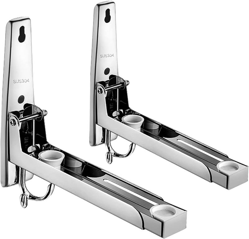 MEETOZ Stainless Steel Microwave Oven Rack,Retrackable Foldable Microwave Oven Wall Mounted Stand Holder Rack Bracket with Removable Hook General standard compliant quality - Image 1