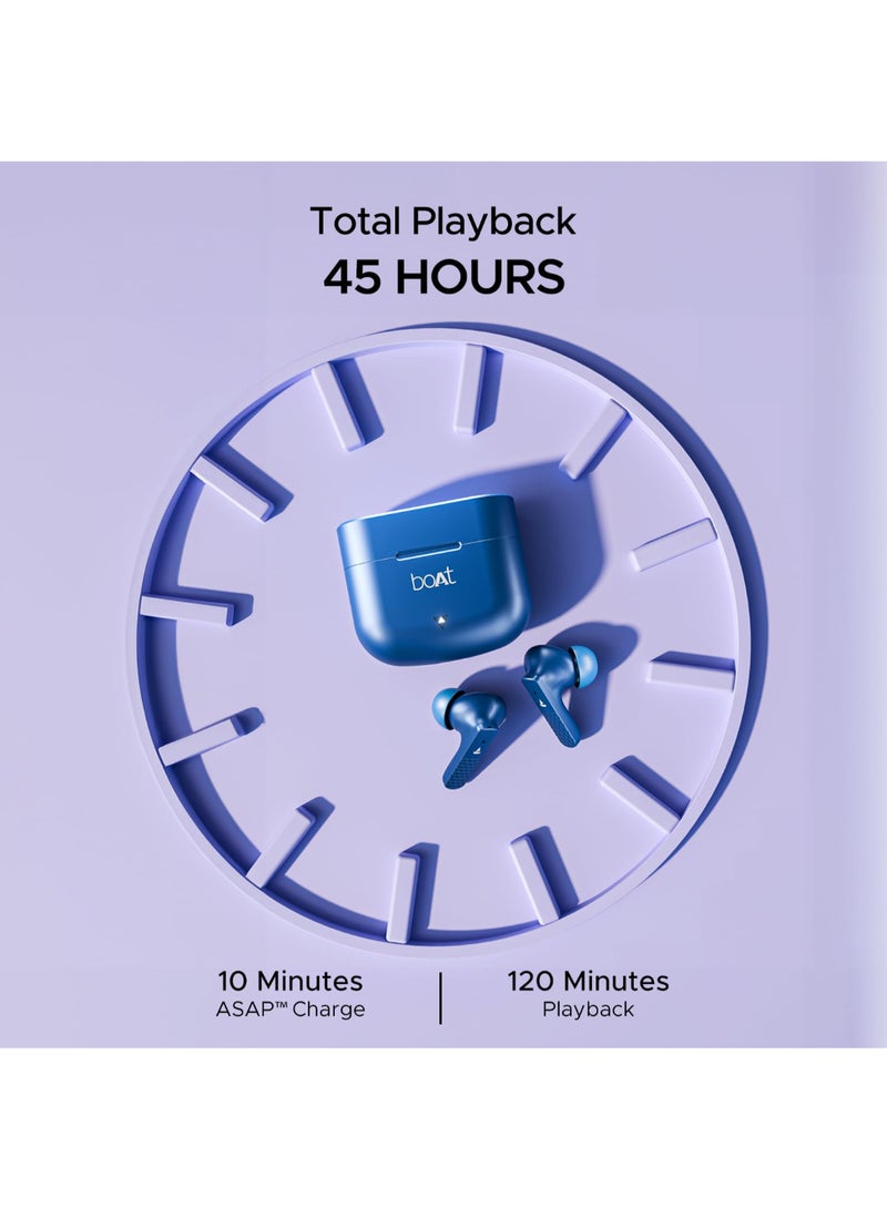 boAt Airdopes 91 In Ear Tws Earbuds With 45 Hrs Playtime, Beast Mode With 50 Ms Low Latency, Dual Mics With Enx, Asap Charge, Iwp Tech, Ipx4 & Bluetooth V5.3 Starry Blue - Image 3