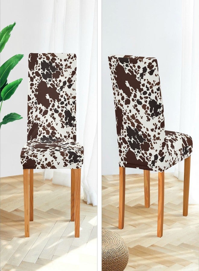 Kigai Cow Print Chair Covers for Dining Room Stretch Parson Chair Slipcovers Removable Washable Kitchen Seat Protector Cover, 2 Pack - Image 4