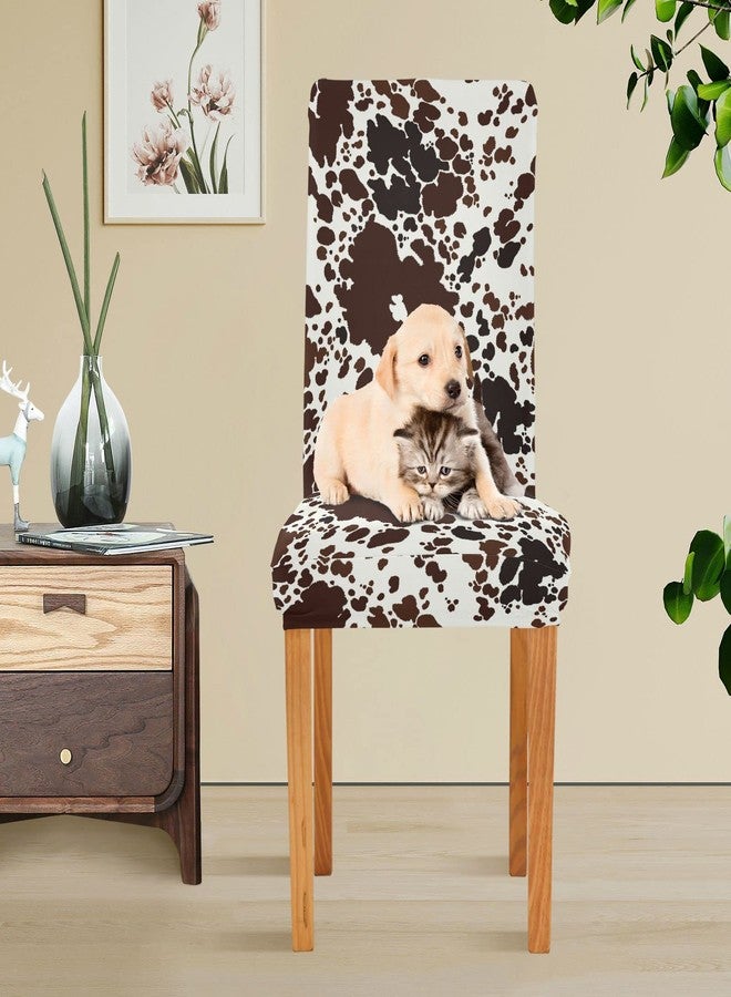 Kigai Cow Print Chair Covers for Dining Room Stretch Parson Chair Slipcovers Removable Washable Kitchen Seat Protector Cover, 2 Pack - Image 5