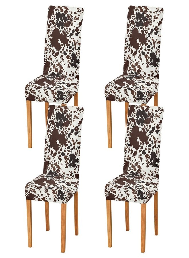 Kigai Cow Print Chair Covers for Dining Room Stretch Parson Chair Slipcovers Removable Washable Kitchen Seat Protector Cover, 2 Pack - Image 2