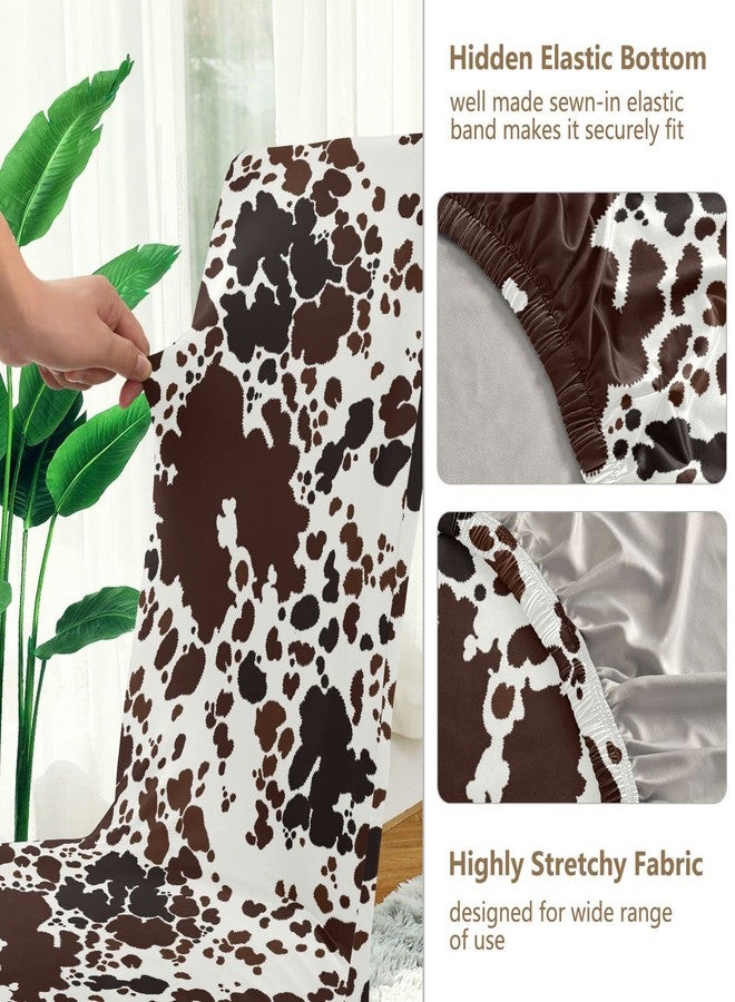 Kigai Cow Print Chair Covers for Dining Room Stretch Parson Chair Slipcovers Removable Washable Kitchen Seat Protector Cover, 2 Pack - Image 3