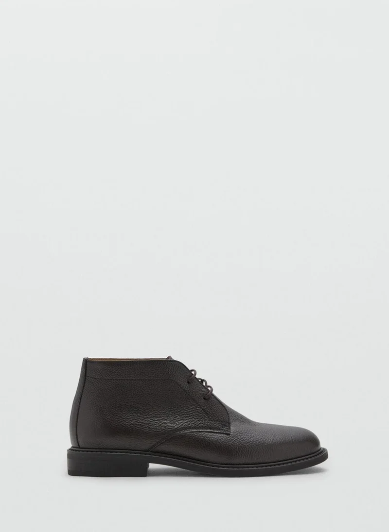Mango Man Lace-up leather ankle boots