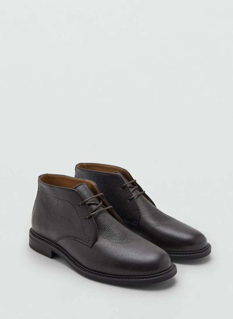 Mango Man Lace-up leather ankle boots