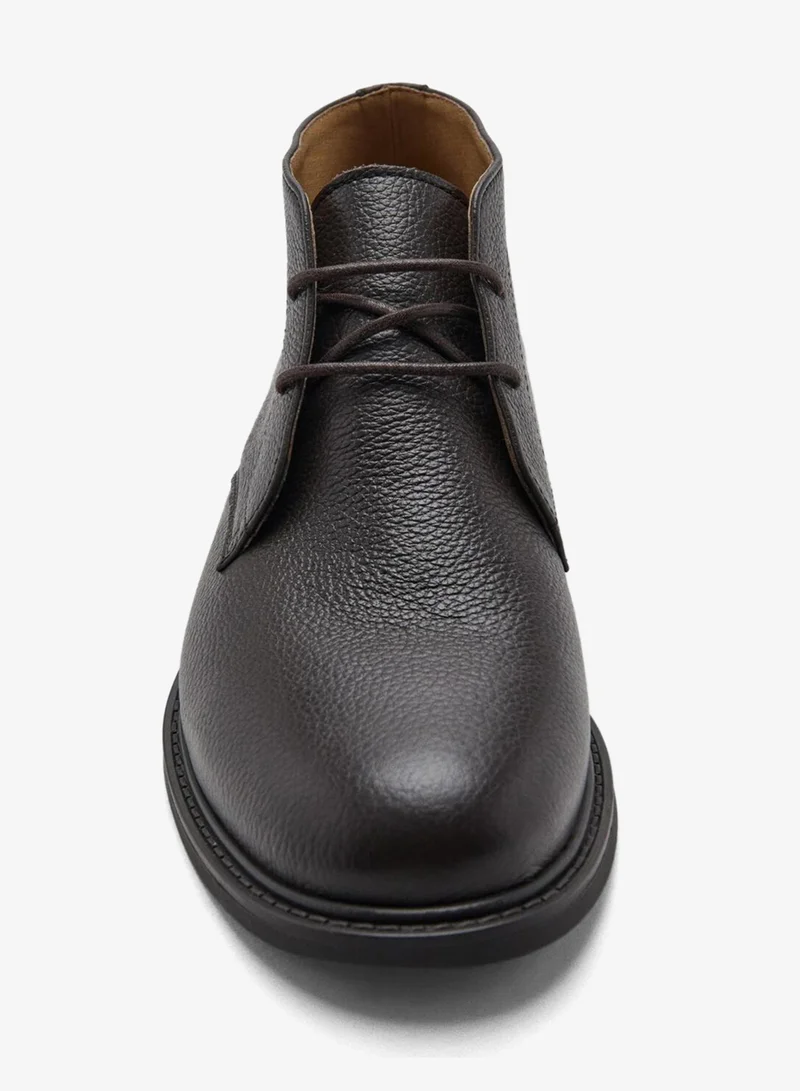 Mango Man Lace-up leather ankle boots