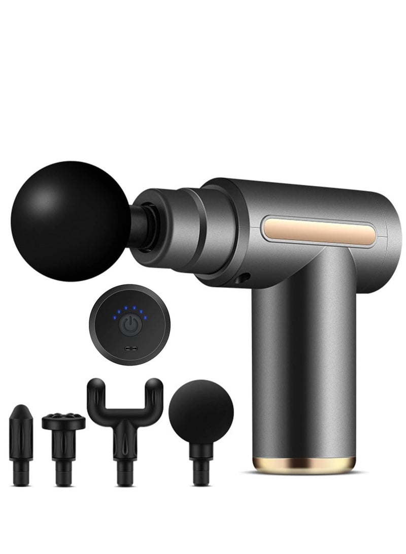 مسدس تدليك صغير - جهاز تدليك عميق للأنسجة، فائق الهدوء، جهاز تدليك كهربائي محمول قابل لإعادة الشحن لتخفيف آلام الجسم والرقبة والذراعين - أسود - Image 1