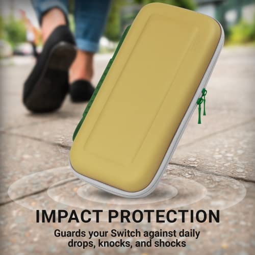 Orzly Switch Case for Nintendo Switch Oled and standard Switch console with accessories and Games storage compartment - Designed for Zelda fans Gift boxed Edition Gold white Green carrying case - Image 5