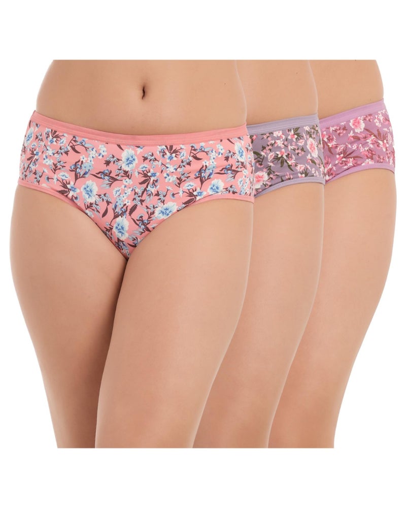 ZIBELL Women's Floral Print Cotton Panties, Full Coverage, Pack of 3 (in, Alpha, XL, Regular, 3, Floral Assorted) - Image 1