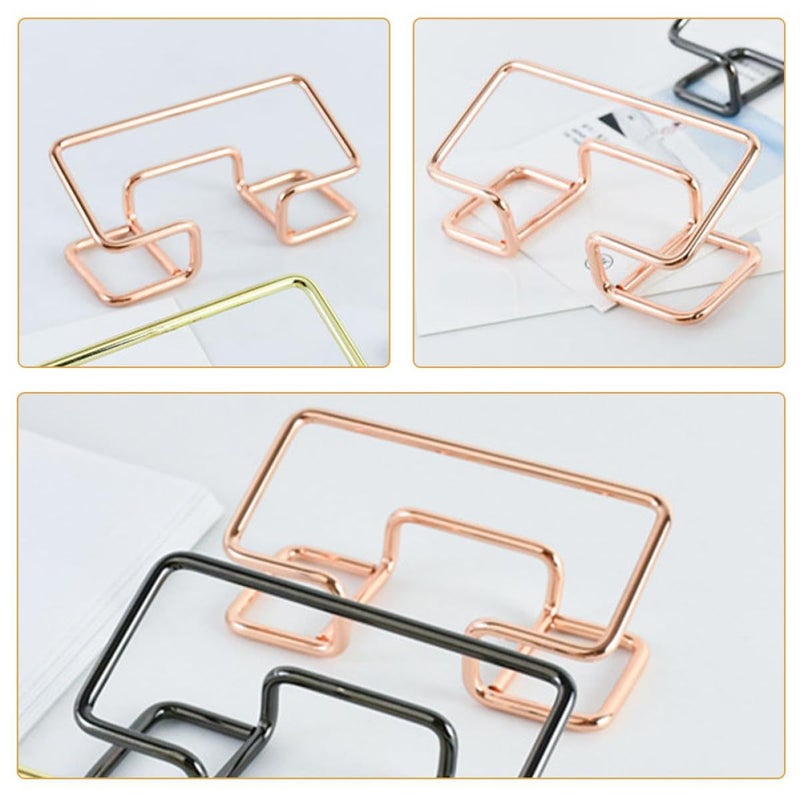 حامل بطاقات عمل معدني بلون ذهبي وردي، قطعتان، منظم مكتب - Image 5