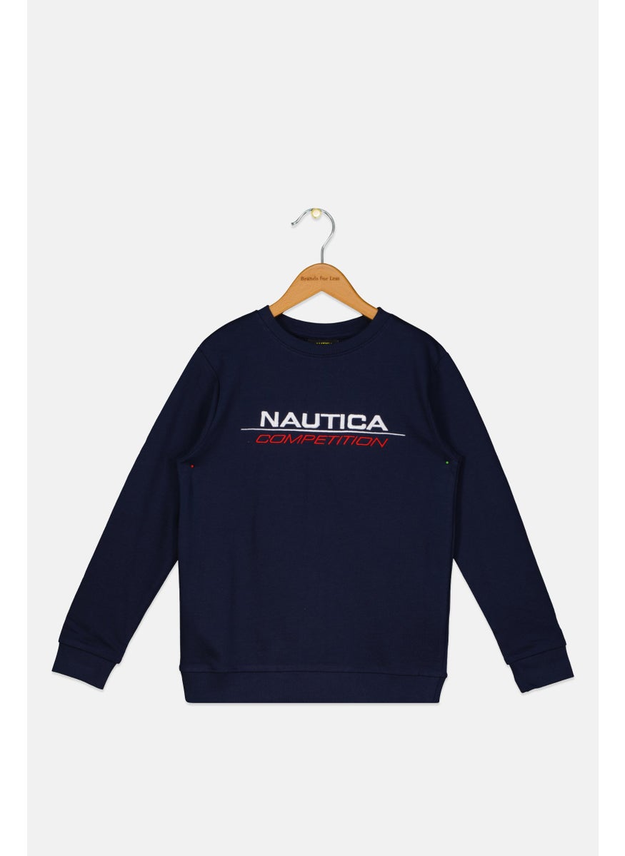 Nautica Competition سويت شيرت زيس مراهقين، طقم شعار العلامة التجارية، لون كحلي  - Image 1