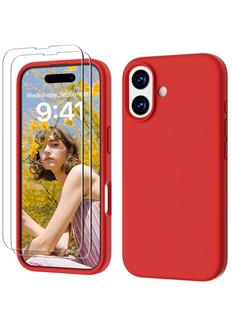 BORTONY iPhone 17 Case Premium Liquid Silicone Cover with 2-Pack Full HD 9D Tempered Glass For iPhone 17 Soft Touch Anti-Scratch with Microfiber Lining Cover For iPhone 17 6.3-inch - Image 1