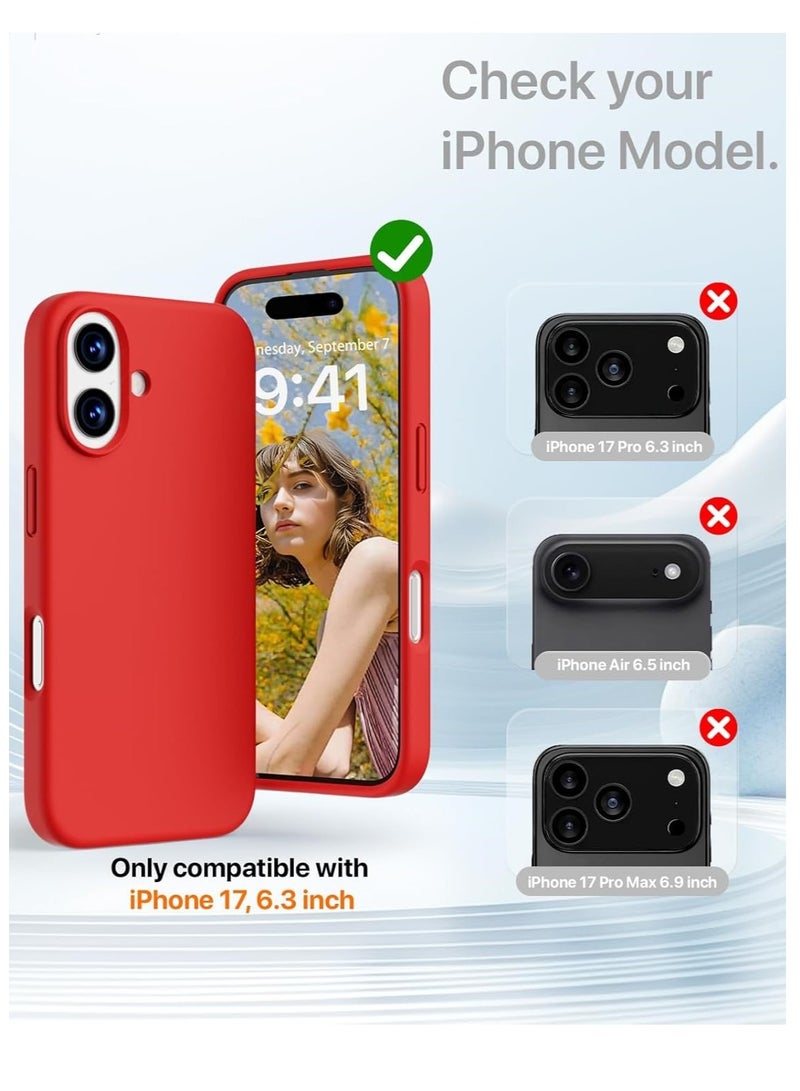 BORTONY iPhone 17 Case Premium Liquid Silicone Cover with 2-Pack Full HD 9D Tempered Glass For iPhone 17 Soft Touch Anti-Scratch with Microfiber Lining Cover For iPhone 17 6.3-inch - Image 2