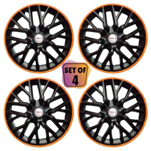 Prigan Nexon Black Orange Wheel Cover 16" for TATA Nexon (Set of 4 Pcs) (Press Fitting) Model- Phantom GT-Orange 16 - Image 2