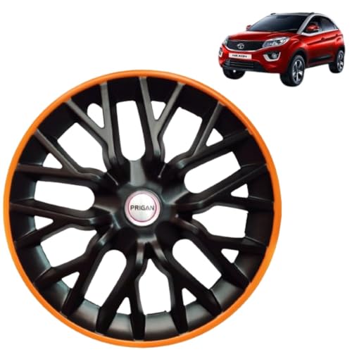 Prigan Nexon Black Orange Wheel Cover 16" for TATA Nexon (Set of 4 Pcs) (Press Fitting) Model- Phantom GT-Orange 16 - Image 1