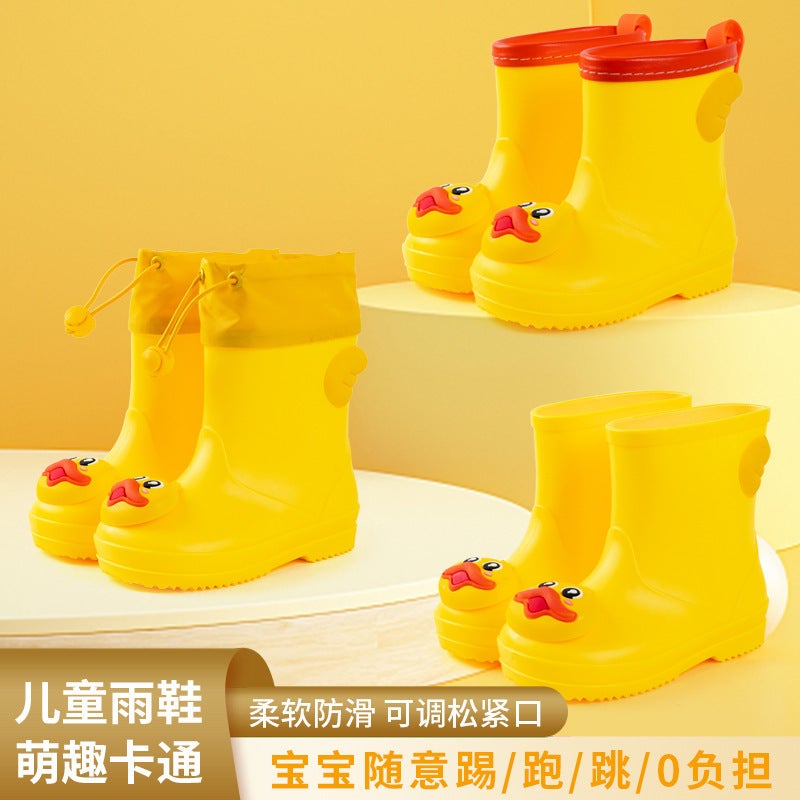 Children'S Rain Boots Cartoon Boys And Girls Kindergarten Baby Rubber Shoes Drawstring Non-Slip Rain Boots Kindergarten Rain Boots - Image 2
