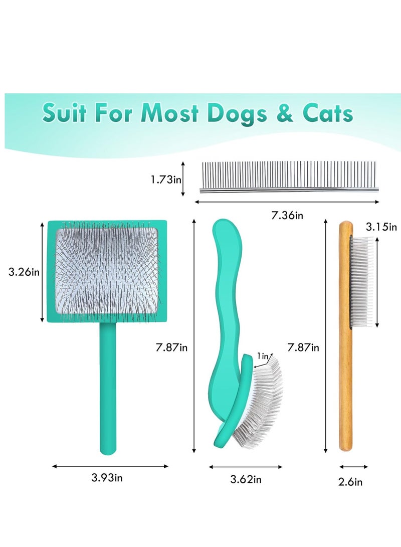 فرشاة تنظيف الكلاب للكلاب ذات الشعر المتوسط ​​أو الطويل، فرشاة تنظيف طويلة لإزالة الشعر المتساقط والتشابك والعقد، أفضل فرشاة للعناية بالحيوانات الصغيرة، مشط كبير مجاني للحيوانات الأليفة، أخضر - Image 2