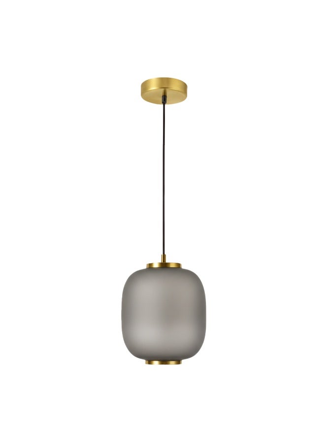 Alfriday Modern Glass Pendant Light, Minimalist Frosted Grey Hanging Lamp with Gold Finish, E27 Base, 2M Adjustable Cord, Luxury Ceiling Fixture for Kitchen Island, Dining Room, Bedroom & Living Room - Image 1