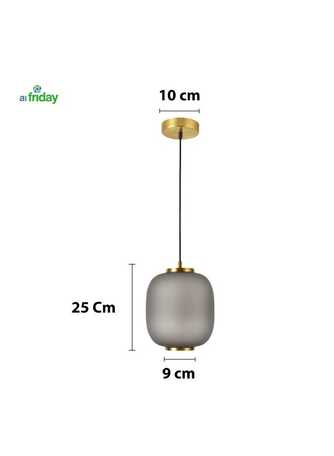Alfriday Modern Glass Pendant Light, Minimalist Frosted Grey Hanging Lamp with Gold Finish, E27 Base, 2M Adjustable Cord, Luxury Ceiling Fixture for Kitchen Island, Dining Room, Bedroom & Living Room - Image 4