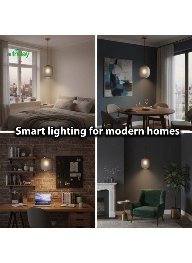 Alfriday Modern Glass Pendant Light, Minimalist Frosted Grey Hanging Lamp with Gold Finish, E27 Base, 2M Adjustable Cord, Luxury Ceiling Fixture for Kitchen Island, Dining Room, Bedroom & Living Room - Image 5