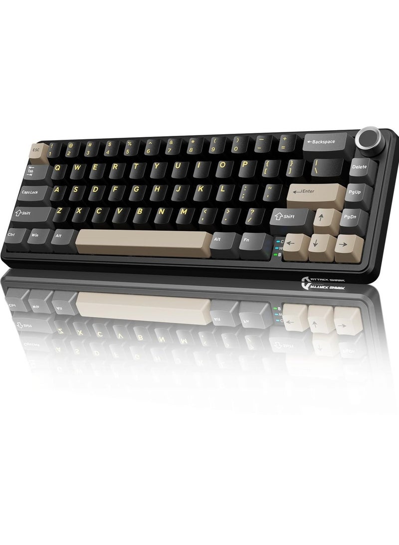 Attack Shark X66 Wireless Mechanical Gaming Keyboard with Knob,Tri Mode USB-C/BT5.0/2.4G Gasket Mounted 60% RGB Gaming Keyboard, Side Printed PBT Keycap,Hot Swappable Strawberry Switch - Image 1