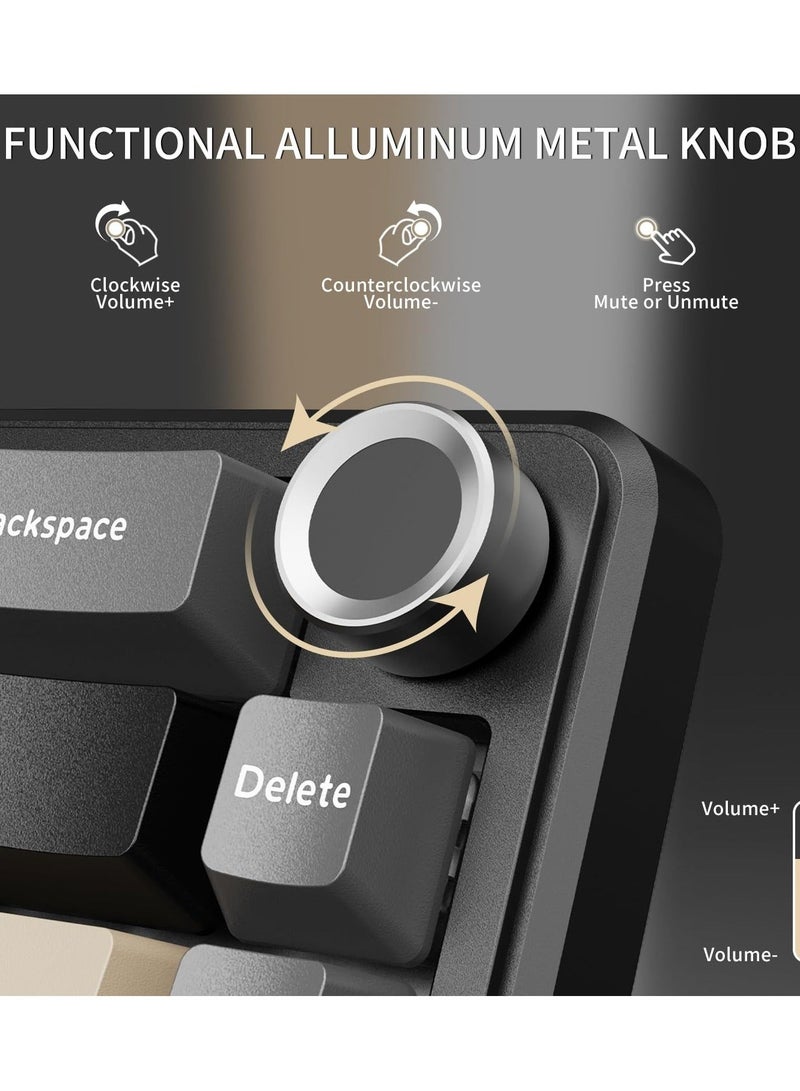 Attack Shark X66 Wireless Mechanical Gaming Keyboard with Knob,Tri Mode USB-C/BT5.0/2.4G Gasket Mounted 60% RGB Gaming Keyboard, Side Printed PBT Keycap,Hot Swappable Strawberry Switch - Image 2