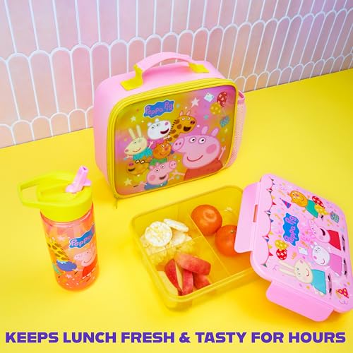 Get Trend Peppa Pig Lunch Bag, Lunch Box, Water Bottle for Kids 3 Piece Set Bento Box, Insulated Snack Container, Meal Holder Gifts for Kids (Multi Peppa Pig) - Image 5