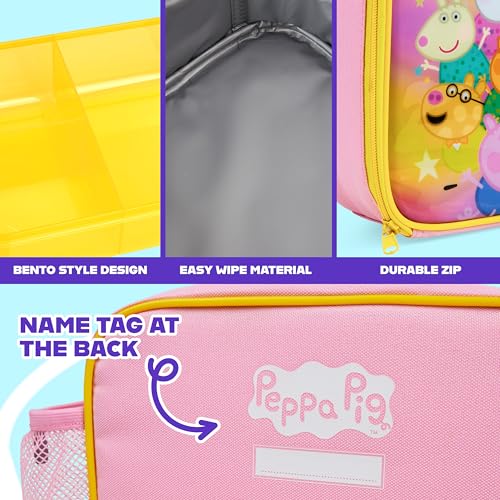 Get Trend Peppa Pig Lunch Bag, Lunch Box, Water Bottle for Kids 3 Piece Set Bento Box, Insulated Snack Container, Meal Holder Gifts for Kids (Multi Peppa Pig) - Image 4