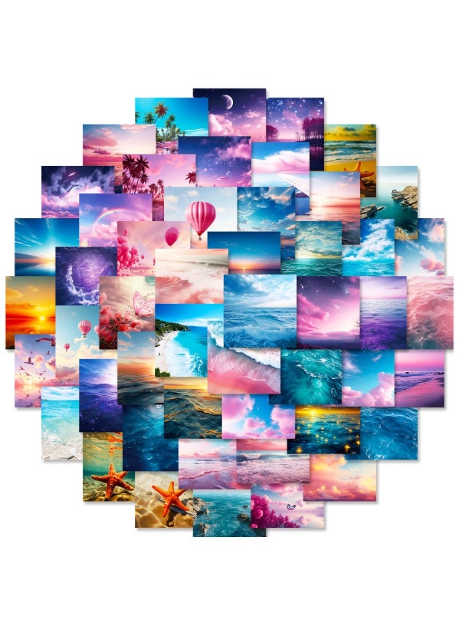 NIBEMINENT 50 Pcs Stars And Sea Deco Kit Waterproof Stickers, High Definition Printing Bright Colors, Suitable for Laptop Skateboard Luggage Water Bottle Guitar DIY - Image 1