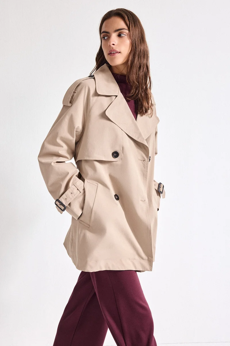 Defacto  Regular Fit Twill Trenchcoat for Women | Best Price UAE