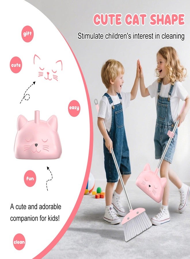 nacena Mini Broom with Dustpan & Mop for Kids, 28-in Handle Kids Brooms and Dustpan Set for Toddlers Cat-Shaped Children Broom and Cleaning Set Boys Girls Small Housekeeping Helper Sets, Pink - Image 4
