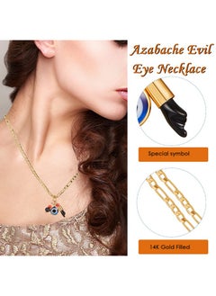 Mtlee 3 Pieces Gold Plated Azabache Evil Eye Necklace Figa Hand Simulated Charm Necklace Red Black Figa Protection Jewelry Azabache Necklace Good Luck Pendant For Women Everyday Accessory  - Image 3