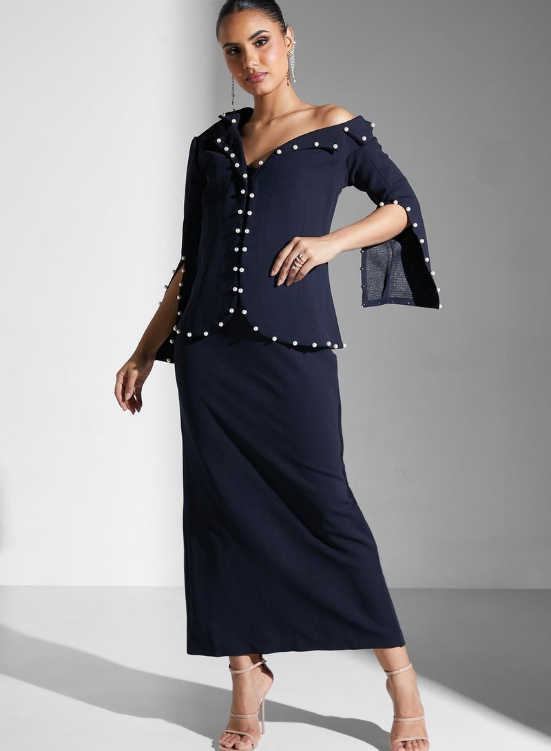 Threadz by Ajooni Pearl Trim Dress  - Image 4