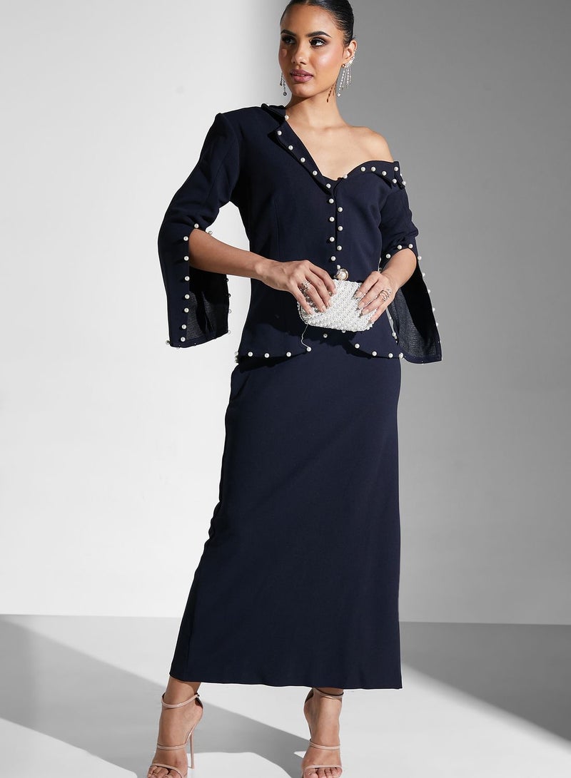 Threadz by Ajooni Pearl Trim Dress  - Image 1