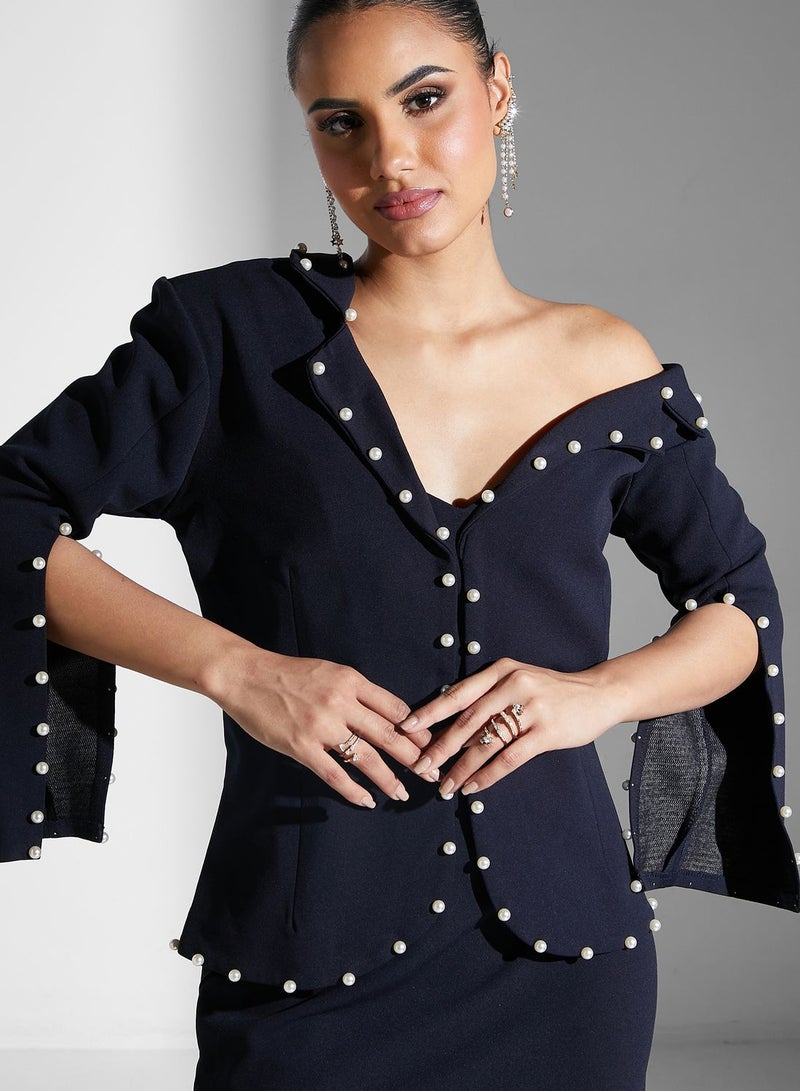 Threadz by Ajooni Pearl Trim Dress  - Image 3
