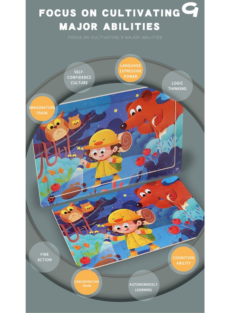 Children's Educational Wooden Cartoon Series Jigsaw Puzzles Suitable Gift Bag Pack - Image 4
