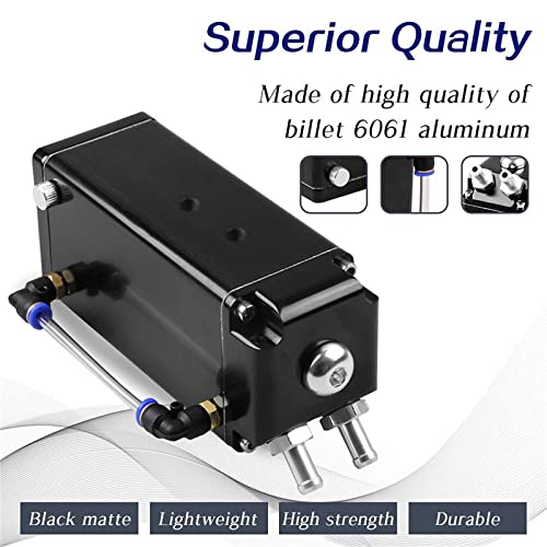 RULLINE Oil Catch Can Square Shape Aluminum Reservoir with Breather Filter 500ML Black - Image 2