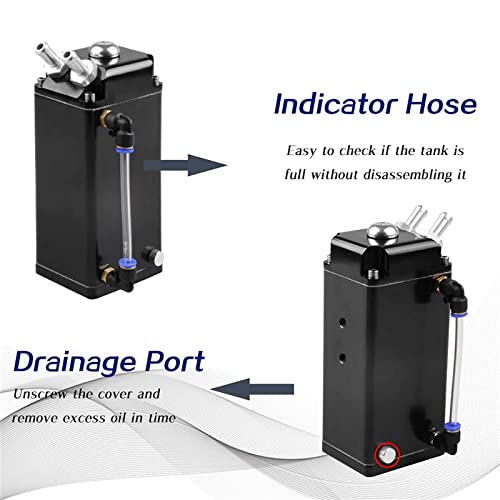 RULLINE Oil Catch Can Square Shape Aluminum Reservoir with Breather Filter 500ML Black - Image 4