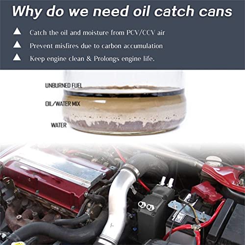 RULLINE Oil Catch Can Square Shape Aluminum Reservoir with Breather Filter 500ML Black - Image 5