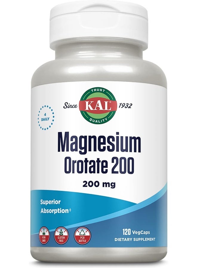 KAL Magnesium Orotate 200Mg 120 Veg Capsule - Image 1